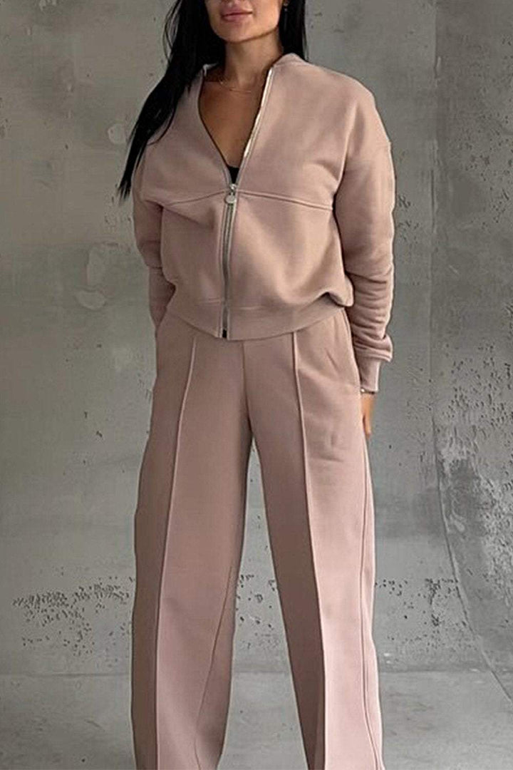 Women's Lounge Set | Oversized | Zip-Up | Autumn - Brown