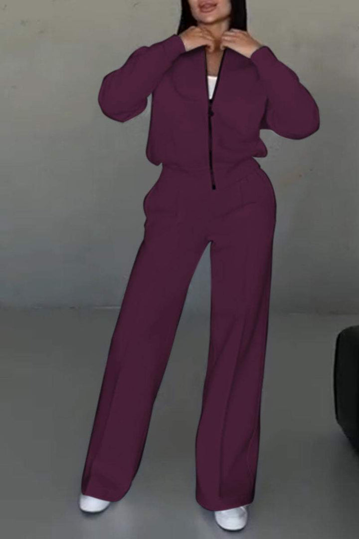 Women's Lounge Set | Oversized | Zip-Up | Autumn - Purple