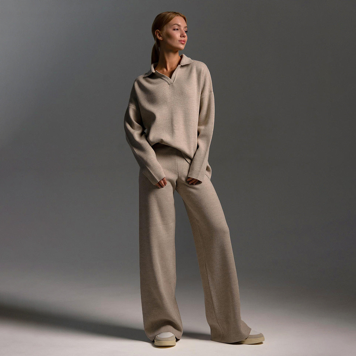 Women's Loungewear Set | Oversized Two-Piece Knit | Spring - Cream
