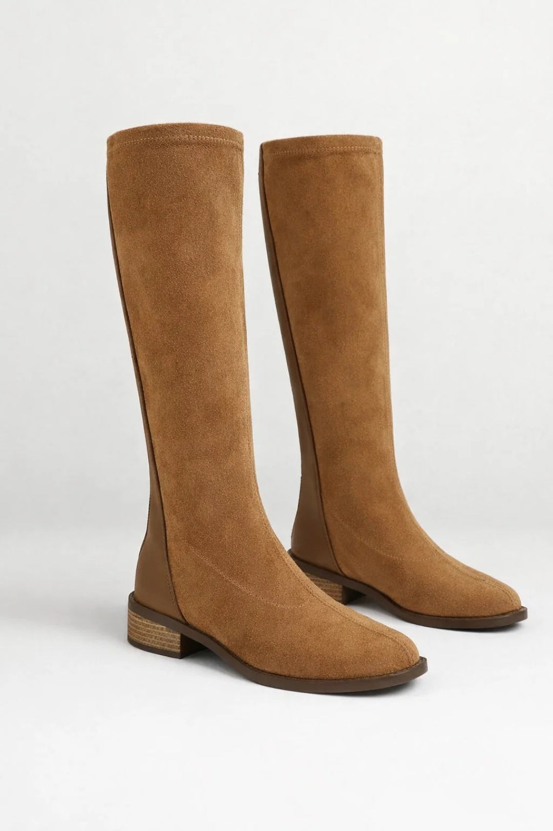 Women's Low Heel Boots | Knee-High | Autumn - Camel