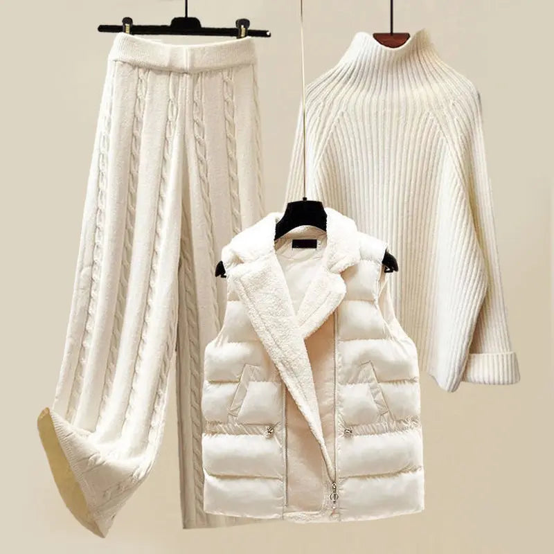 Women's Luxury Knit Winter Set | Turtleneck & Vest | Elegant - Multi