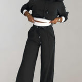 Women's Luxury Training Set | Oversized Hoodie & Pants | Autumn - Black