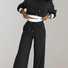 Women's Luxury Training Set | Oversized Hoodie & Pants | Autumn - Black
