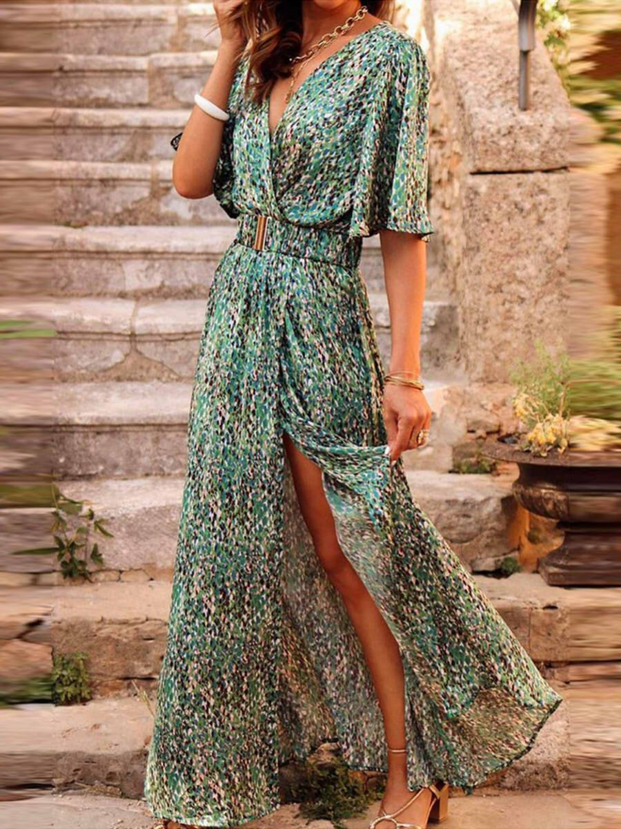 Women's Maxi Dress | Belted | Summer - Green