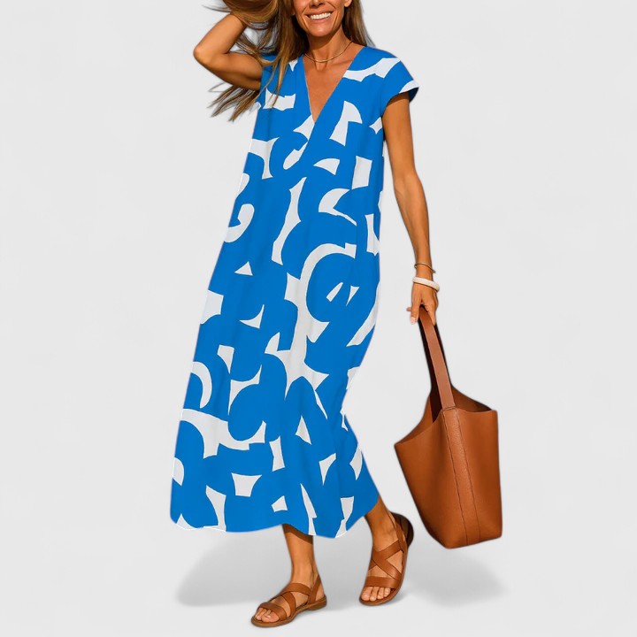 Women's Maxi Dress - Elegant Floor-Length Evening Gown | Summer - Blue