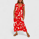 Women's Maxi Dress - Elegant Floor-Length Evening Gown | Summer - Red