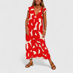 Women's Maxi Dress - Elegant Floor-Length Evening Gown | Summer - Red