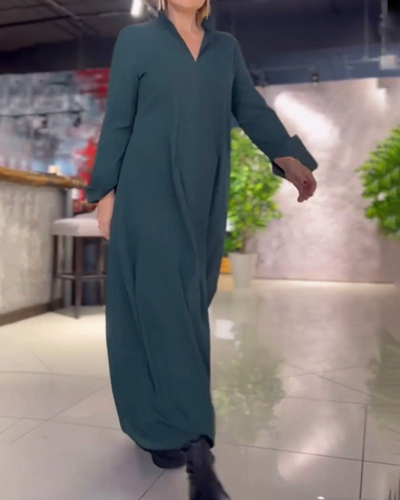 Women's Maxi Dress | Elegant Wrap | Autumn - Green