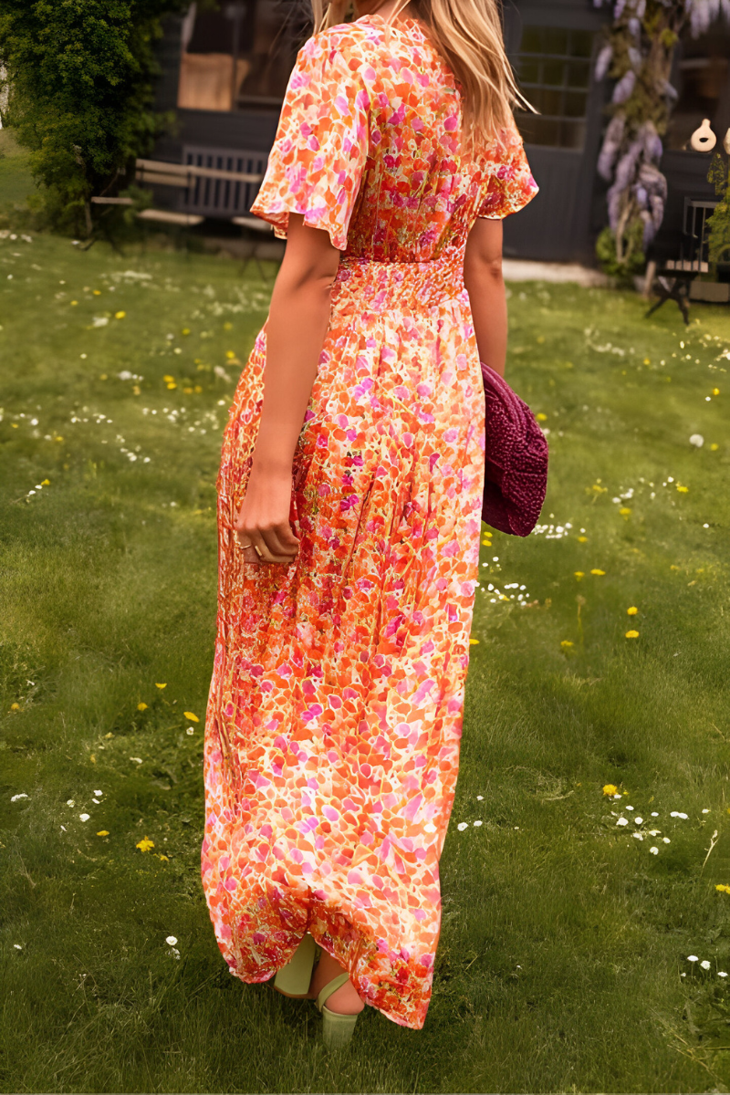 Women's Maxi Dress | Floral V-Neck | Spring