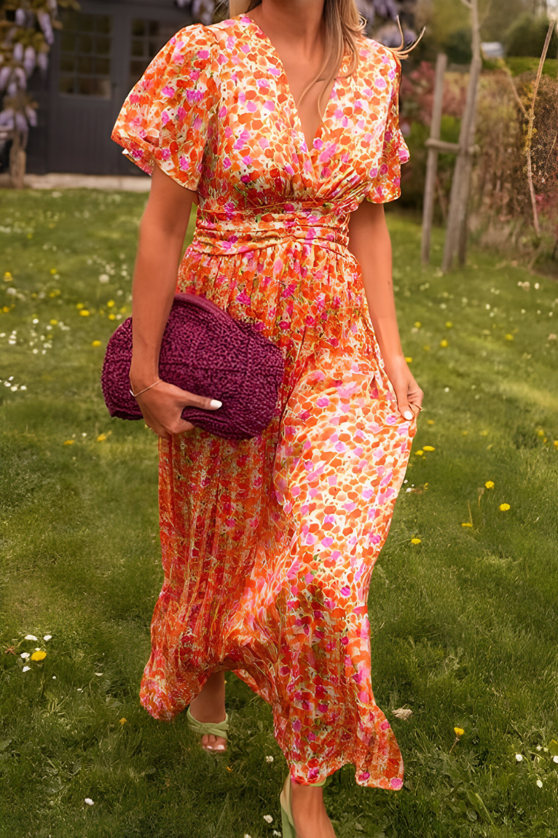 Women's Maxi Dress | Floral V-Neck | Spring