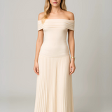 Women's Maxi Dress | Off-Shoulder | Summer - Cream