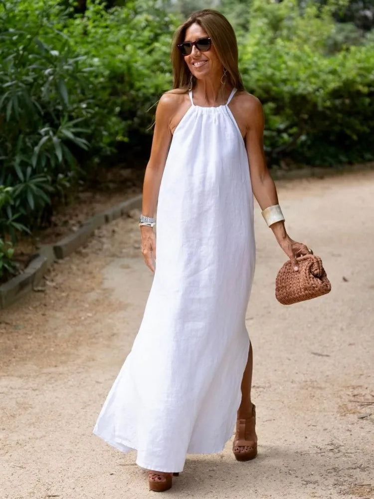 Women's Maxi Dress | Sleeveless | Gathered Neckline | Summer