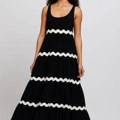 Women's Maxi Dress | Striped | Sleeveless | Summer - Black