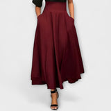 Women's Maxi Skirt - Elegant Floor-Length Design | Autumn - Red