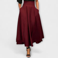 Women's Maxi Skirt - Elegant Floor-Length Design | Autumn - Red