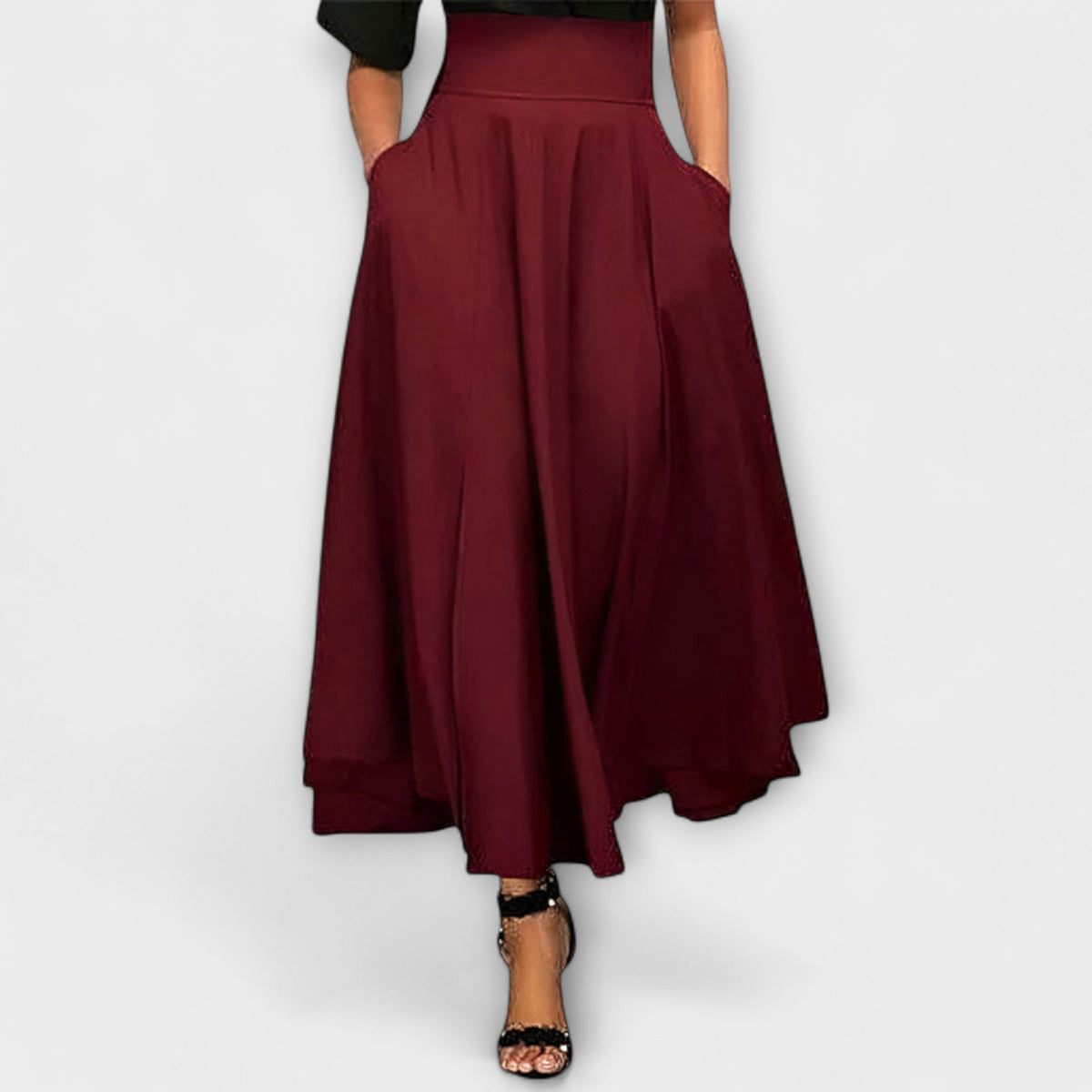 Women's Maxi Skirt - Elegant Floor-Length Design | Autumn - Red