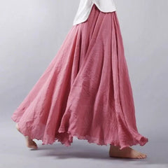 Women's Maxi Skirt | Flared | High Waist | Summer - Deep Pink
