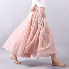 Women's Maxi Skirt | Flared | High Waist | Summer - Pink