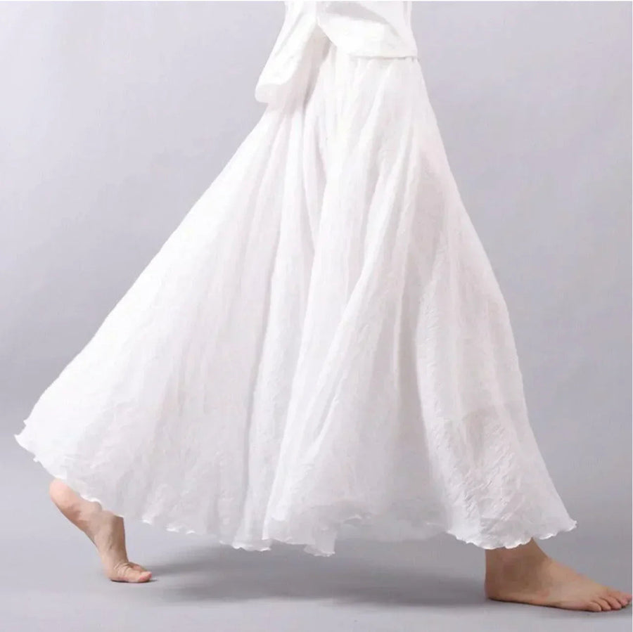 Women's Maxi Skirt | Flared | High Waist | Summer - White