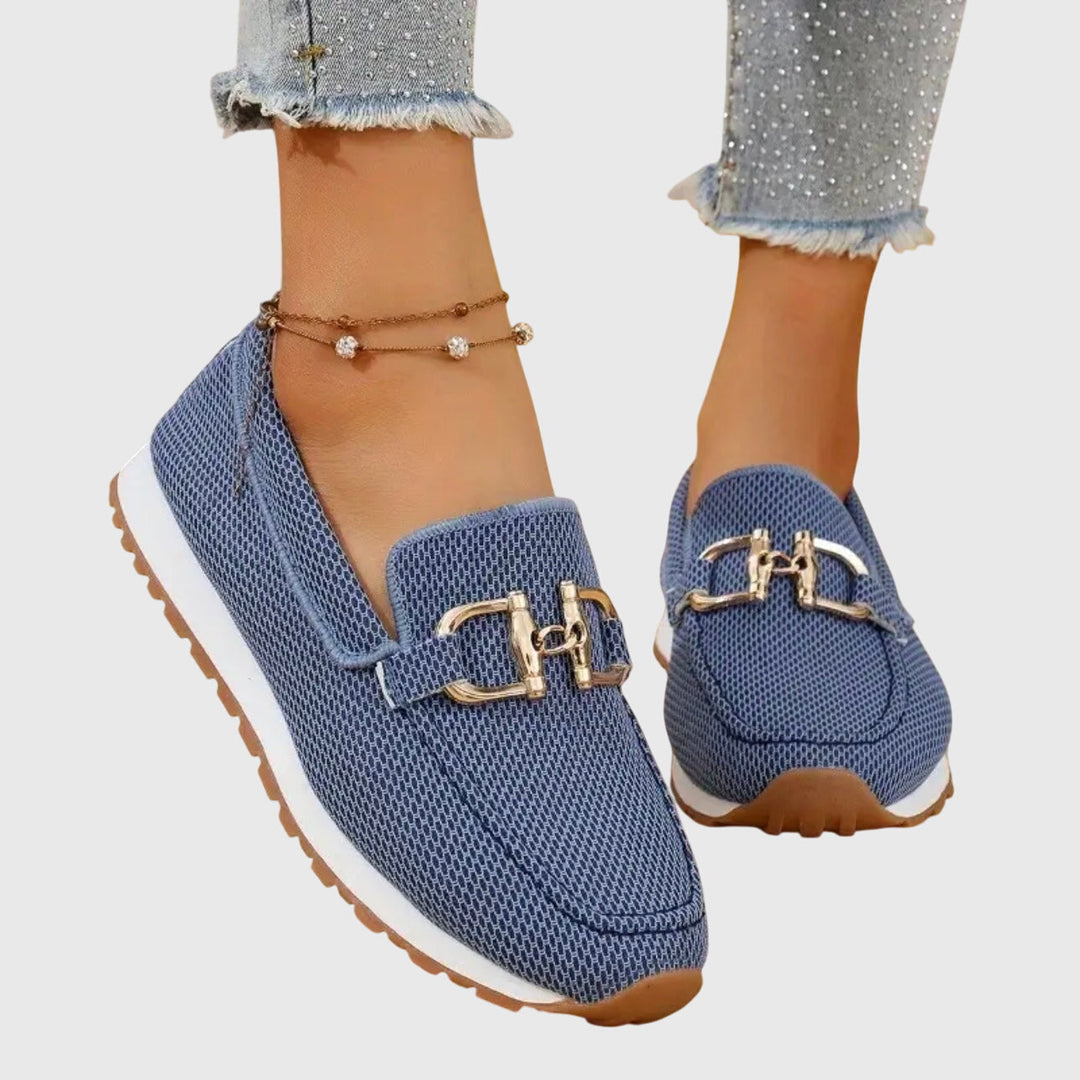 Women's Metal Detail Loafers | Slip-On | Summer - Blue
