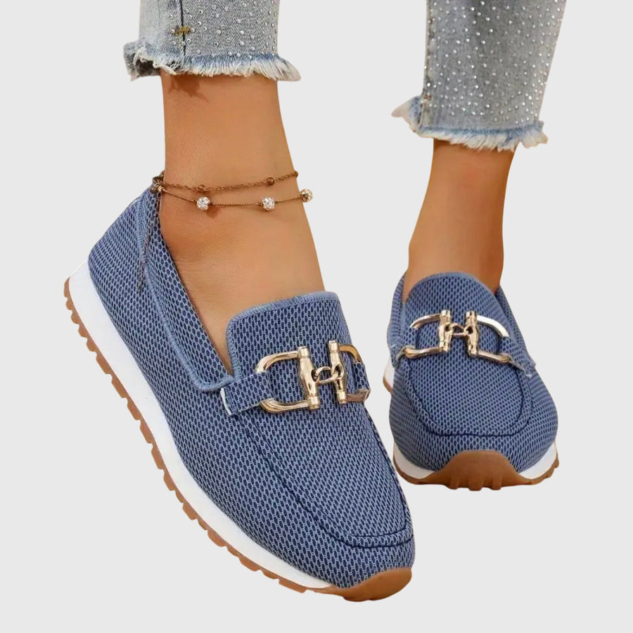 Women's Metal Detail Loafers | Slip-On | Summer - Blue