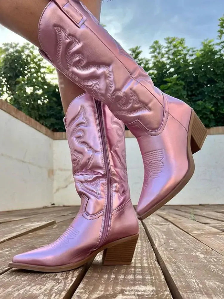Women's Metallic Cowboy Boots | Dressy | Winter