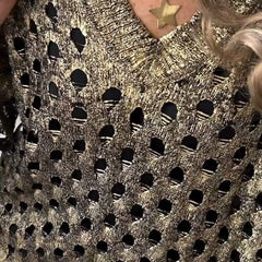 Women's Metallic Mesh Top | Glamorous | Sheer | Winter