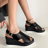 Women's Metallic Platform Comfort Sandals - Silver | Summer - Black