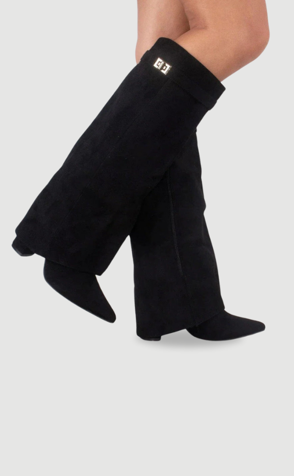 Women's Mid-Calf Boots | Suede Elegance | Autumn - Black Suede