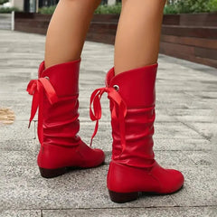 Women's Mid-Calf Lace-Up Block Heel Ankle Boots - Slouchy | Autumn