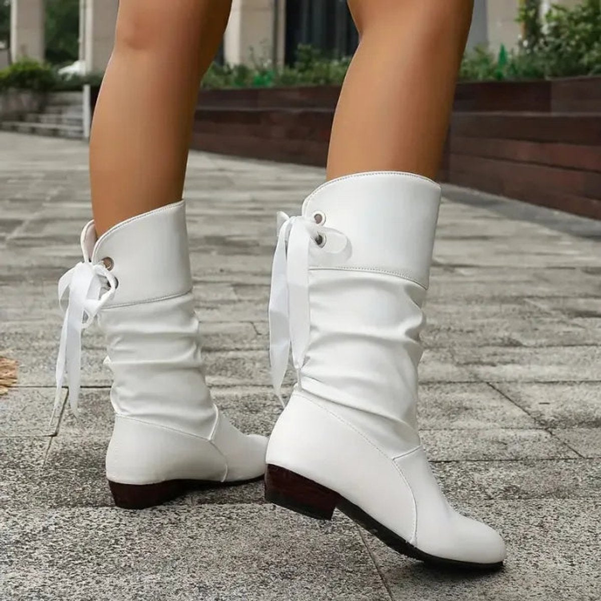 Women's Mid-Calf Lace-Up Block Heel Ankle Boots - Slouchy | Autumn