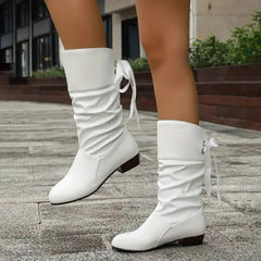 Women's Mid-Calf Lace-Up Block Heel Ankle Boots - Slouchy | Autumn
