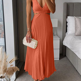 Women's Midi Dress | A-Line | Sleeveless | Summer - Orange
