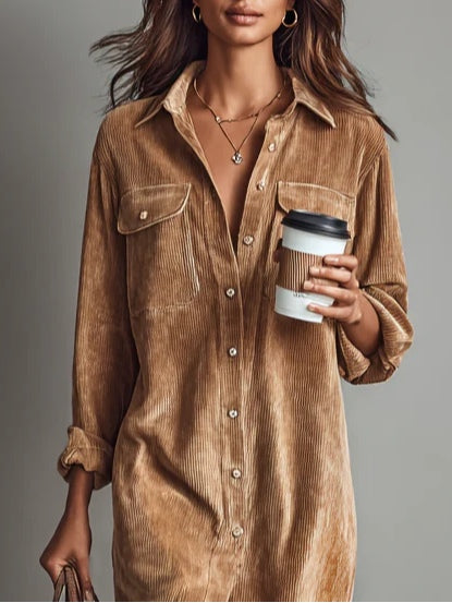 Women's Midi Dress | Button Front | Autumn