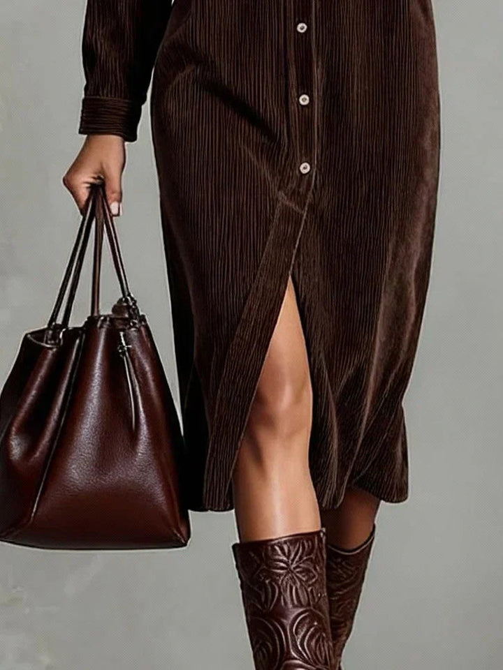 Women's Midi Dress | Button Front | Autumn