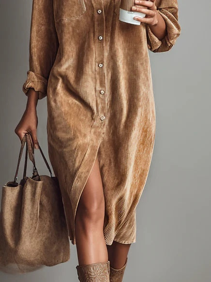 Women's Midi Dress | Button Front | Autumn