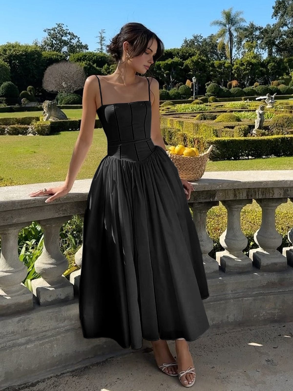 Women's Midi Dress | Cotton Blend | Summer - Black