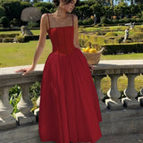 Women's Midi Dress | Cotton Blend | Summer - Red