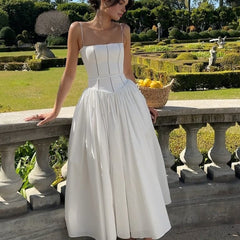Women's Midi Dress | Cotton Blend | Summer - White