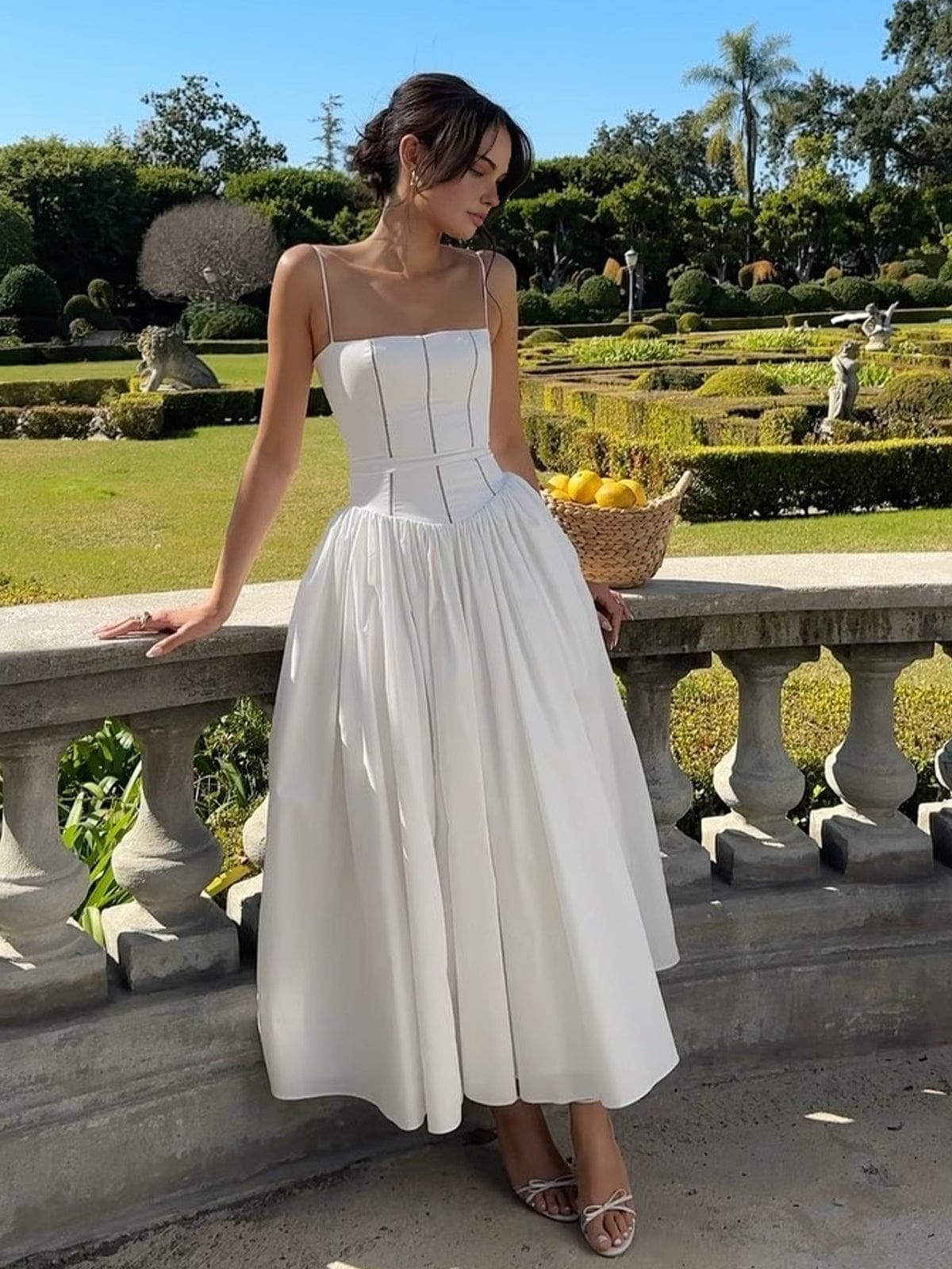 Women's Midi Dress | Cotton Blend | Summer - White
