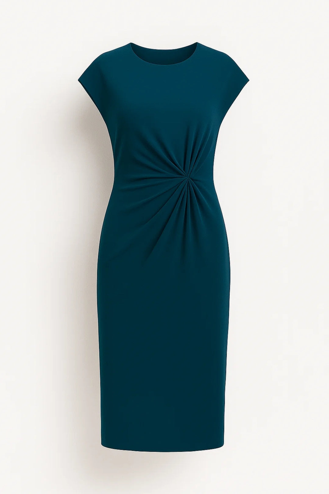 Women's Midi Dress | Draped Waist | Short Sleeves | Spring