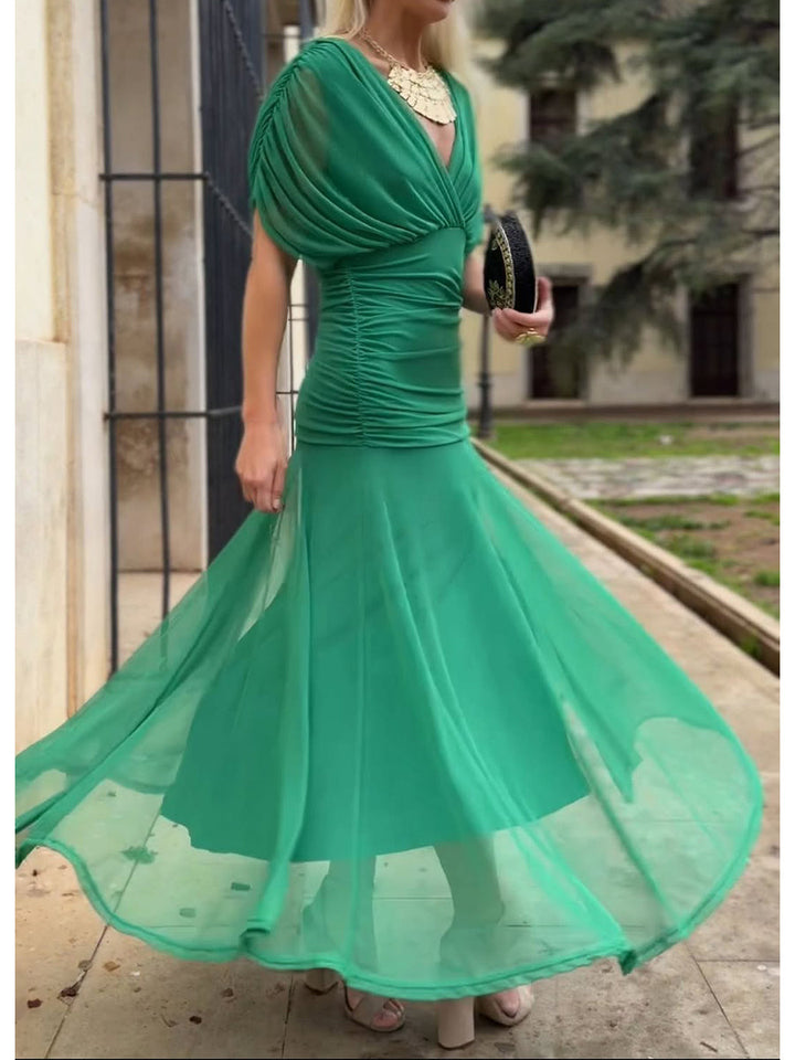 Women's Midi Dress | Elegant Flared Fit | Summer - Green
