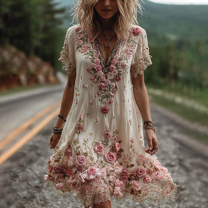 Women's Midi Dress | Elegant Floral Detail | Summer