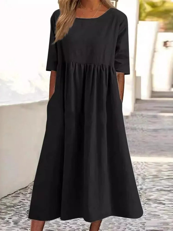 Women's Midi Dress | Elegant | Slip-On | Summer - Black