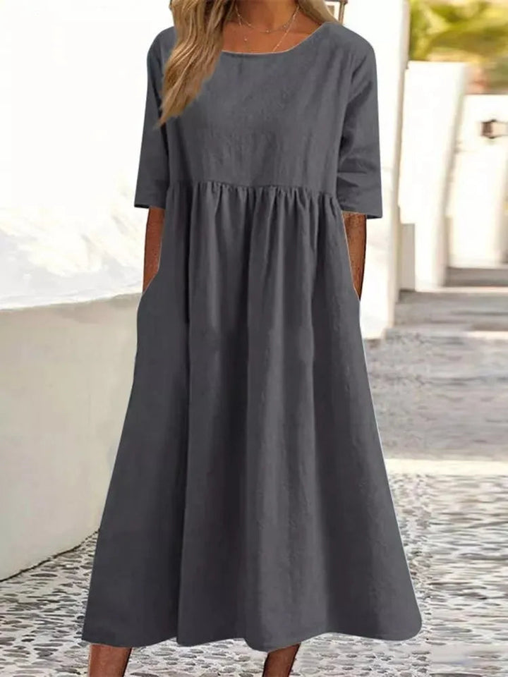 Women's Midi Dress | Elegant | Slip-On | Summer - Charcoal