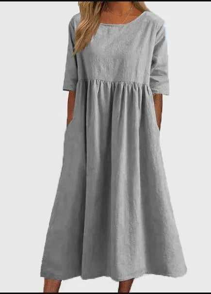 Women's Midi Dress | Elegant | Slip-On | Summer - Gray