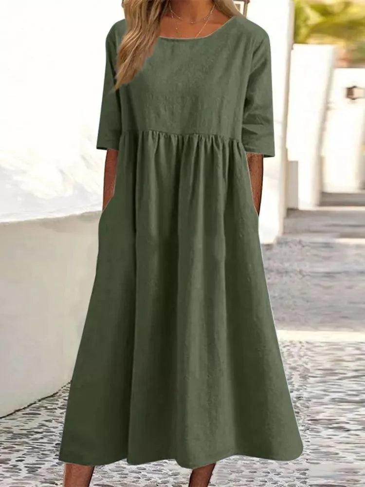 Women's Midi Dress | Elegant | Slip-On | Summer - Green