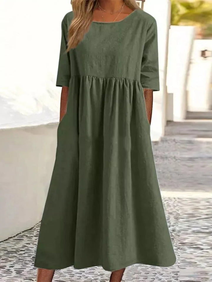 Women's Midi Dress | Elegant | Slip-On | Summer - Green