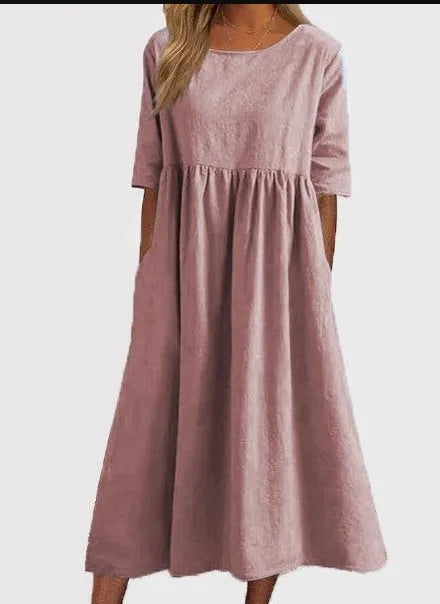 Women's Midi Dress | Elegant | Slip-On | Summer - Pink
