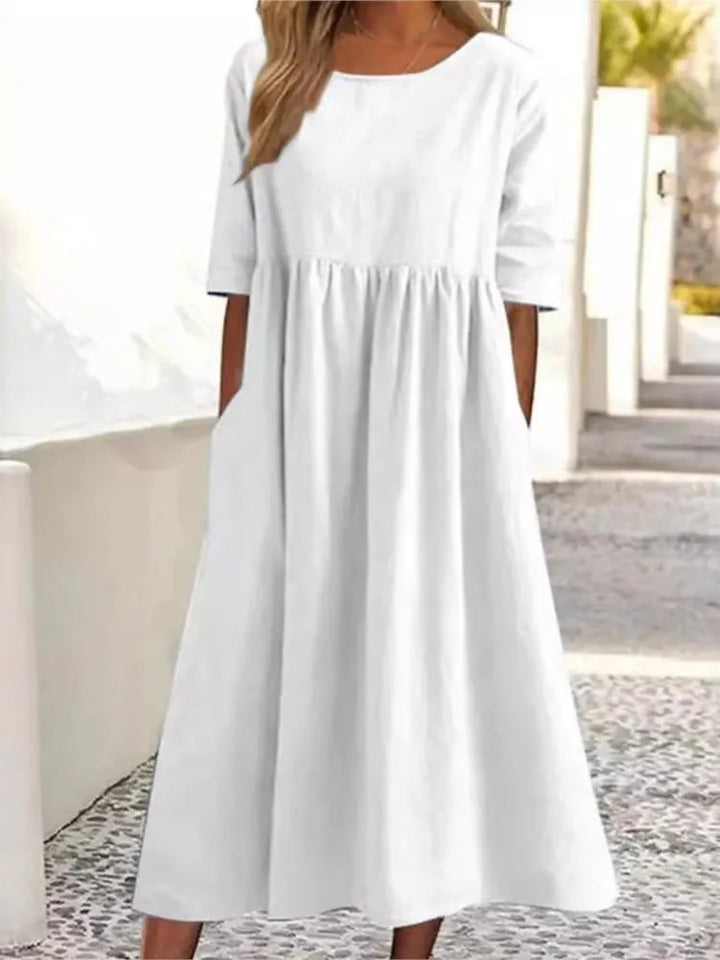 Women's Midi Dress | Elegant | Slip-On | Summer - White